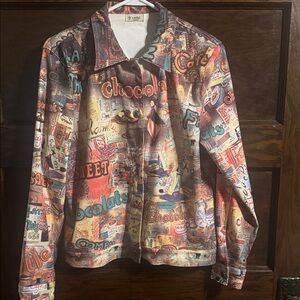 Cactus Multicolor Chocolate Themes Graphic Jacket, Size M